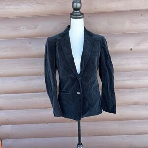 Vtg 70s Changing Scene Black Cotton Velvet Blazer Jacket Womens 12 Japan Gothic
